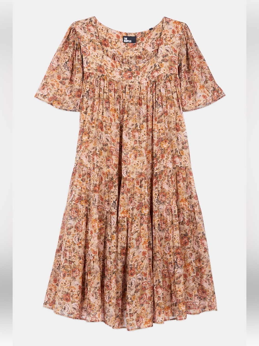 The Kooples Tan Rust Floral Mini Babydoll Dress Size EU3(L-8)